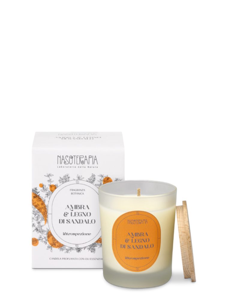 Candela profumata  Ambra & Legno di Sandalo Nasoterapia